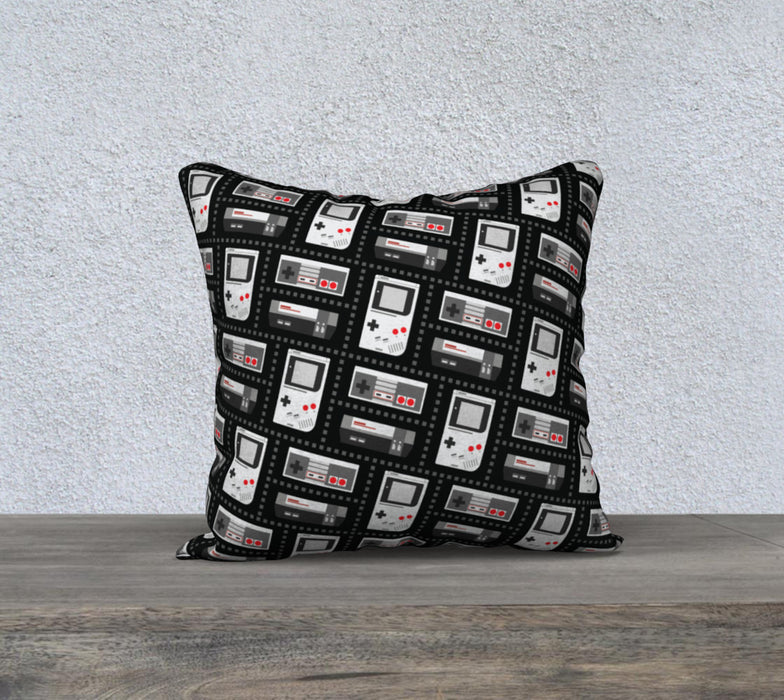 Nintendo Consoles Pattern Pillow (Red/Black)