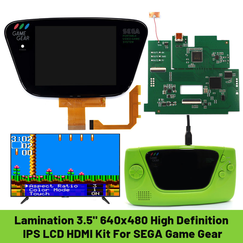 Laminated 3.5" 640x480 HD Retro Pixel IPS LCD Kit For For SEGA Game Gear with HDMI