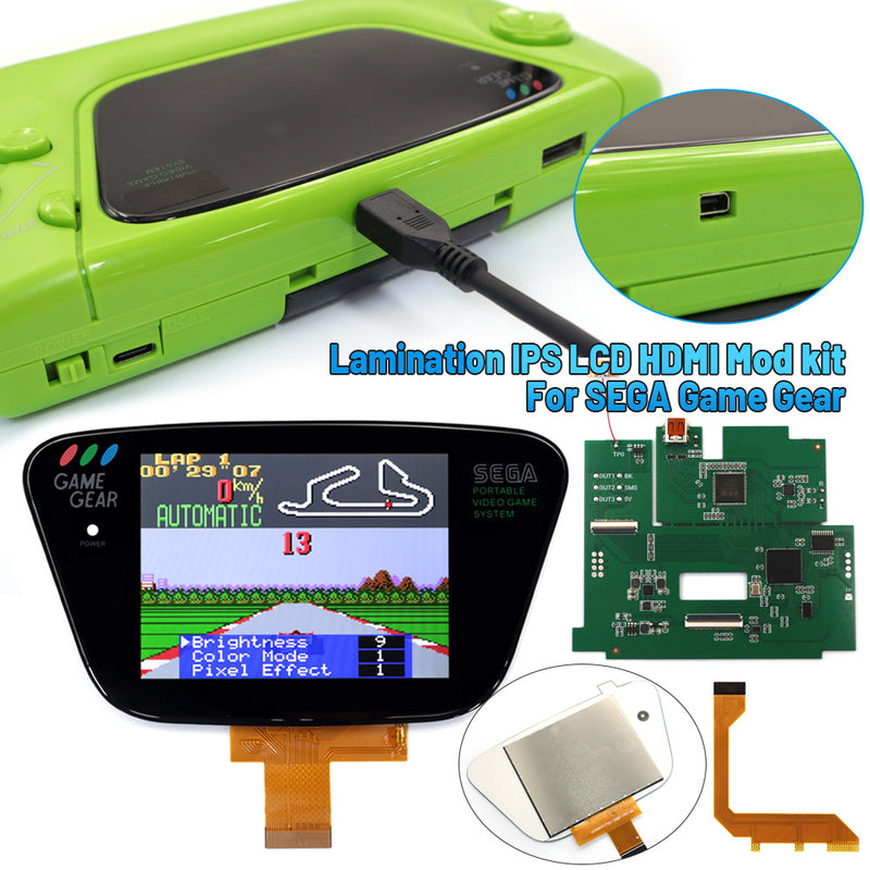 Laminated 3.5" 640x480 HD Retro Pixel IPS LCD Kit For For SEGA Game Gear with HDMI