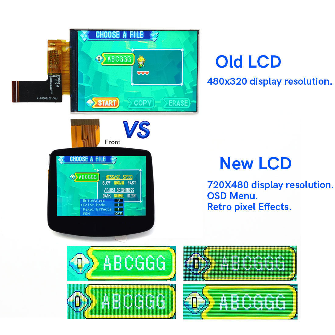 V5 IPS LCD Backlight Kit with Laminated Lens and OSD Kit for Game Boy ...