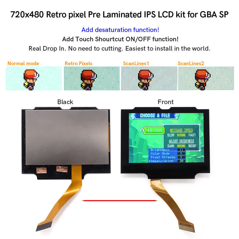 V5 IPS LCD Backlight Kit with Laminated Lens and OSD Kit for Game Boy Advance SP