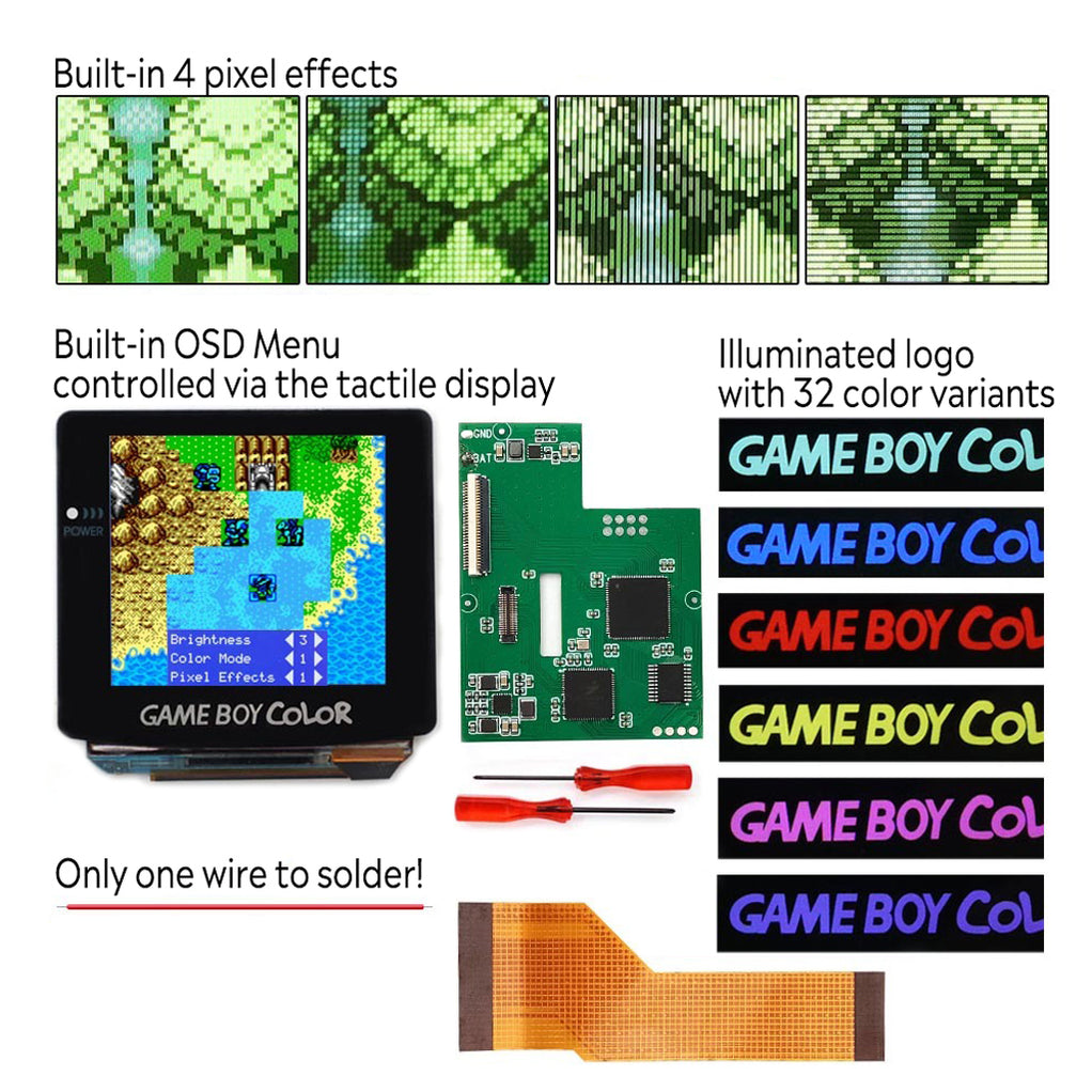 Gameboy Lcd AMOLED Touch Screen Kit with Laminated Lens for Game Boy Color — Retro ...