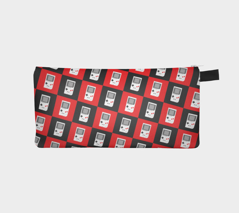 Gameboy Checkerboard Pattern Pencil Case (Red/Black)