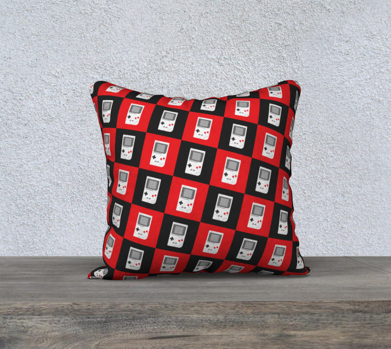Gameboy Checkerboard Pattern Pillow (Red/Black)